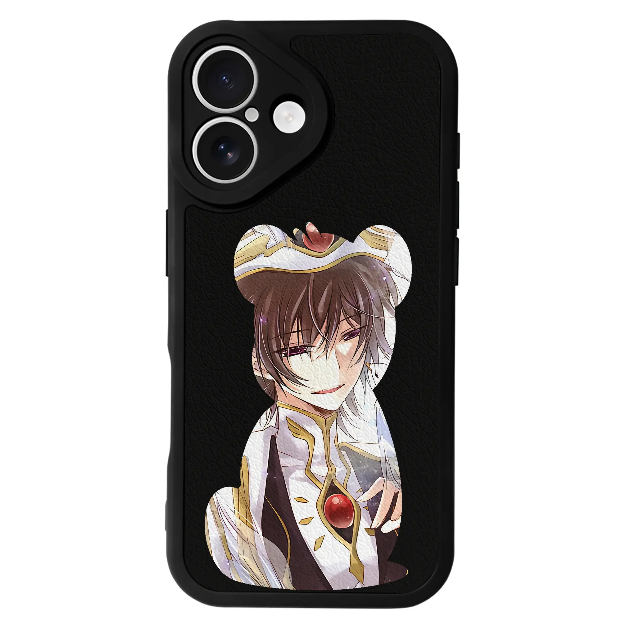 コードギアス 反逆のルルーシュ グッズ ルルーシュ・ランペルージ - IPhone 16シリーズ対応 ・ シリコンスマホケース ・ レザー調 ・ 高精度フィット ・ 耐衝撃 ・ ワイヤレス充電対応 ・ 精密カット